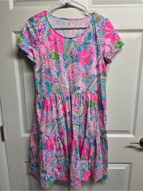 Lilly Pulitzer 🩷 Pink Floral Paisley Short Sleeve Dress